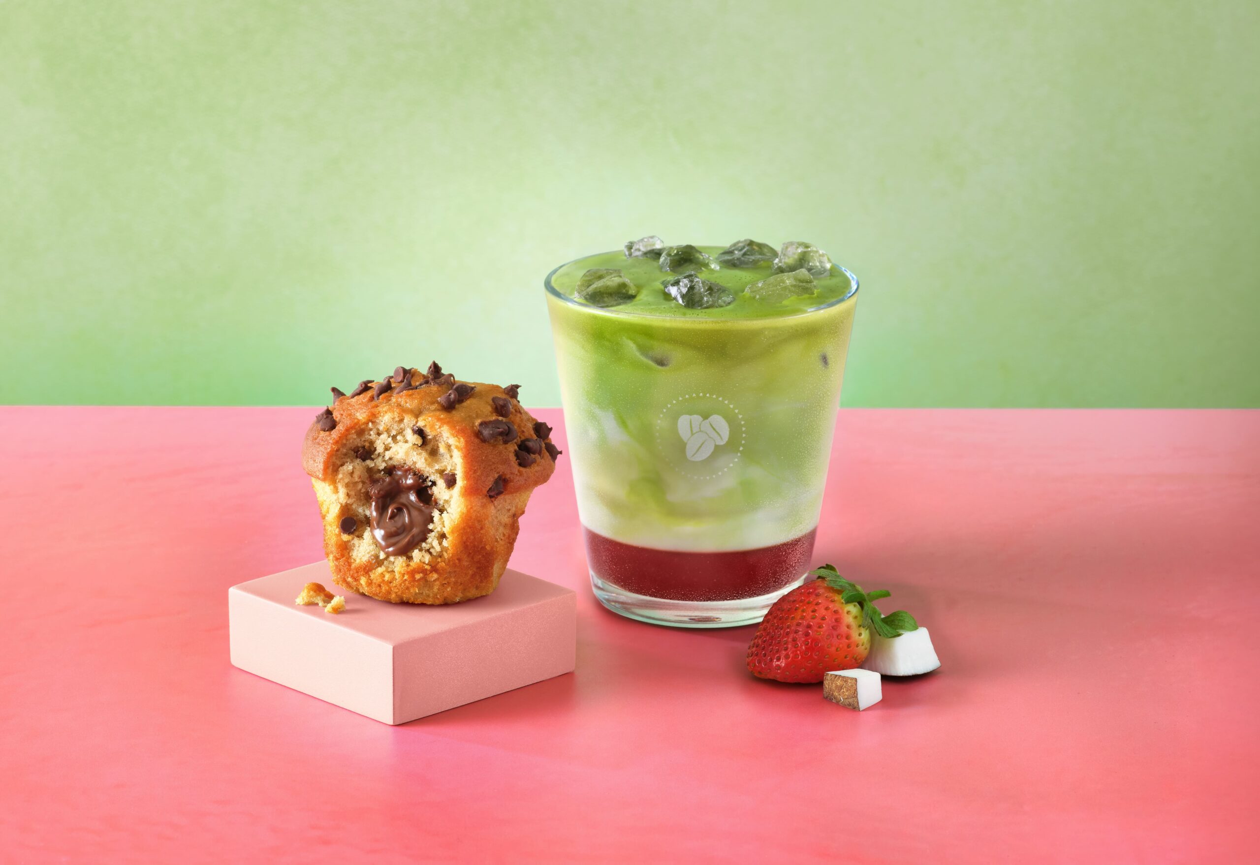 Banana and Chocolate Muffin_Strawberry Coconut Iced Matcha Latte_Winter 2026_Costa Coffee 2