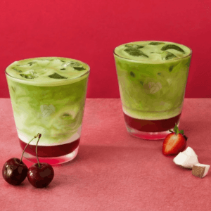 Cherry Vanilla Iced Matcha Latte