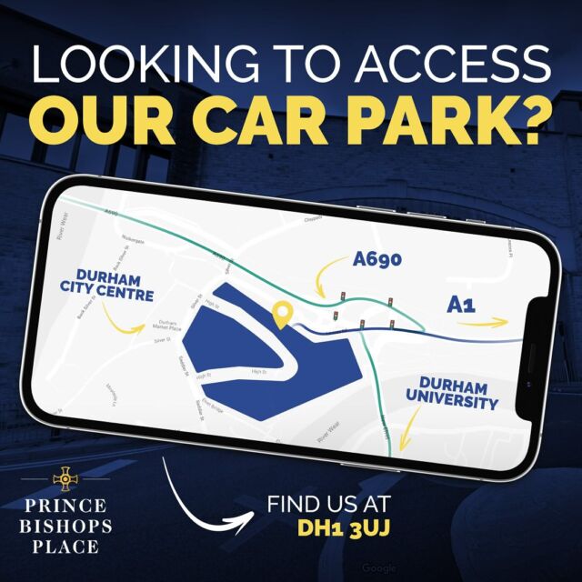 🅿️ Located just off the A690, parking in Durham couldn't be easier at Prince Bishops Place. 
📍Find us at DH1 3UJ. 
🅿️ www.princebishopsplace.co.uk/parking/
#PrinceBishops #Durham #DurhamCityParking #VisitDurham #ExploreDurham